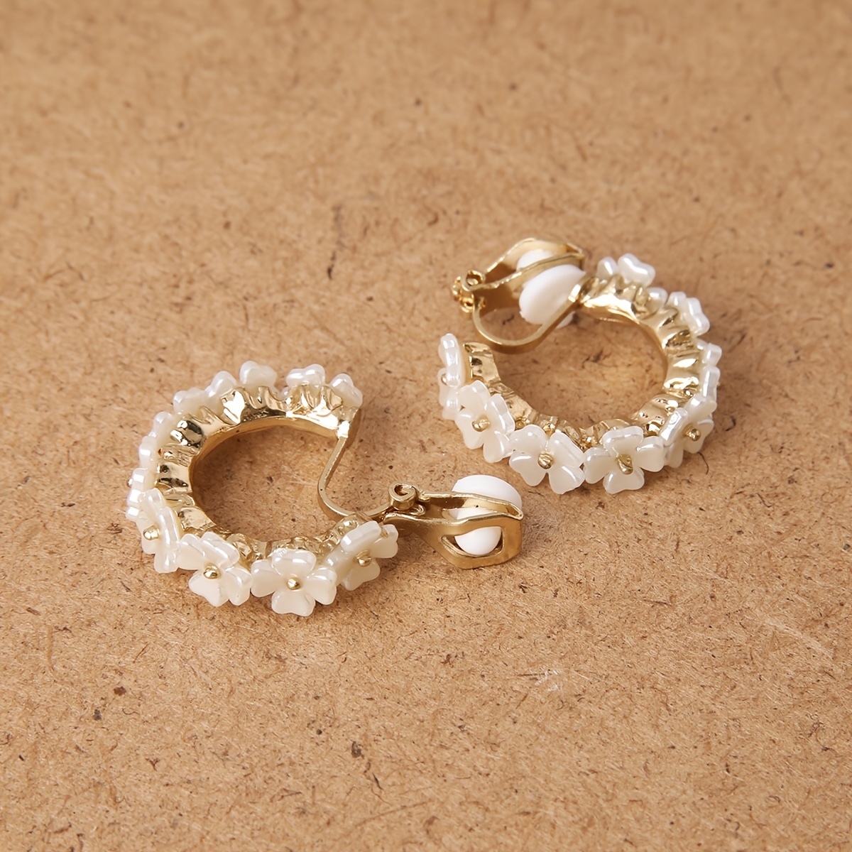Golden Yellow Floral Women's Ear Clips